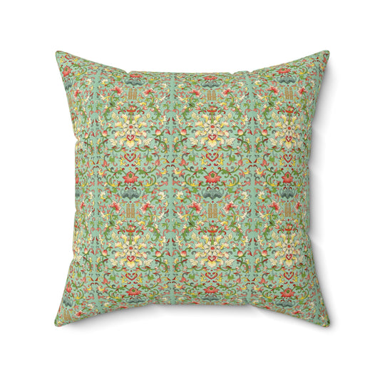 Green Boho Pattern 14 - Faux Suede Square Pillow