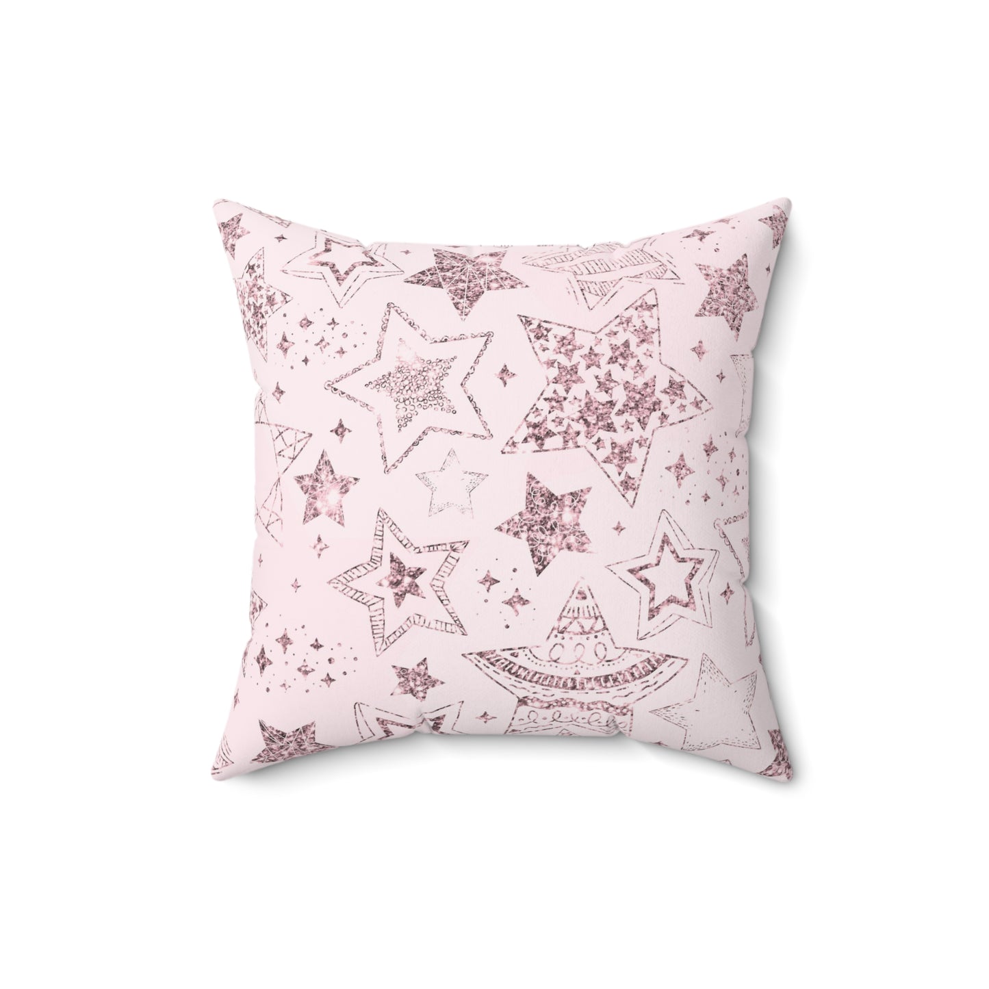 Cute Pink Sparkle Stars 34 - Faux Suede Square Pillow