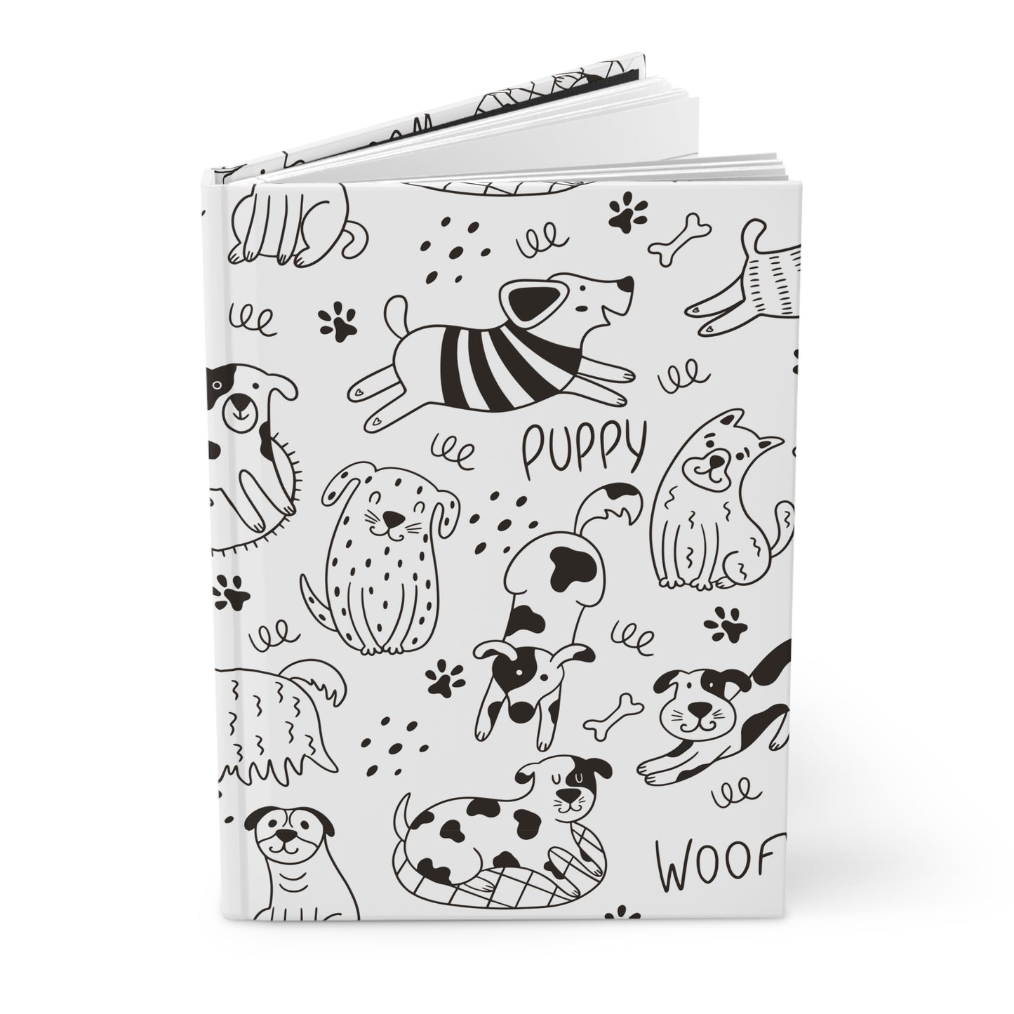 Beautiful Everyday Journaling - Black and White Doodles - Dogs - Hardcover Journal Matte