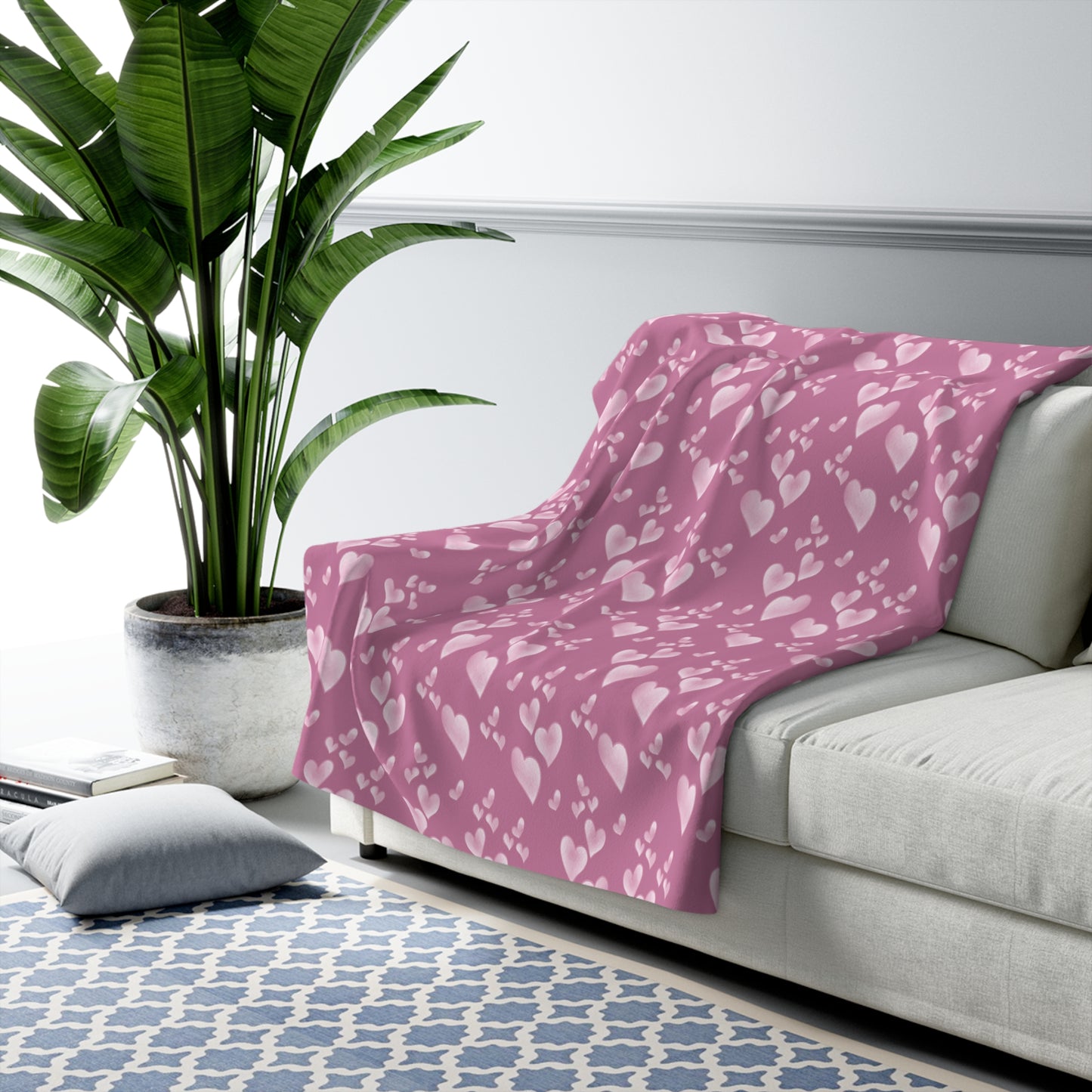 Floating Pink Hearts - Beautiful, Shabby Chic, Boho, Fun - Sherpa Fleece Blanket
