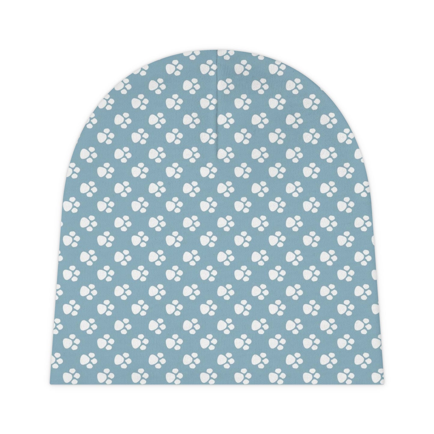 Blue with White Paw Prints - Super Cute - Baby Beanie