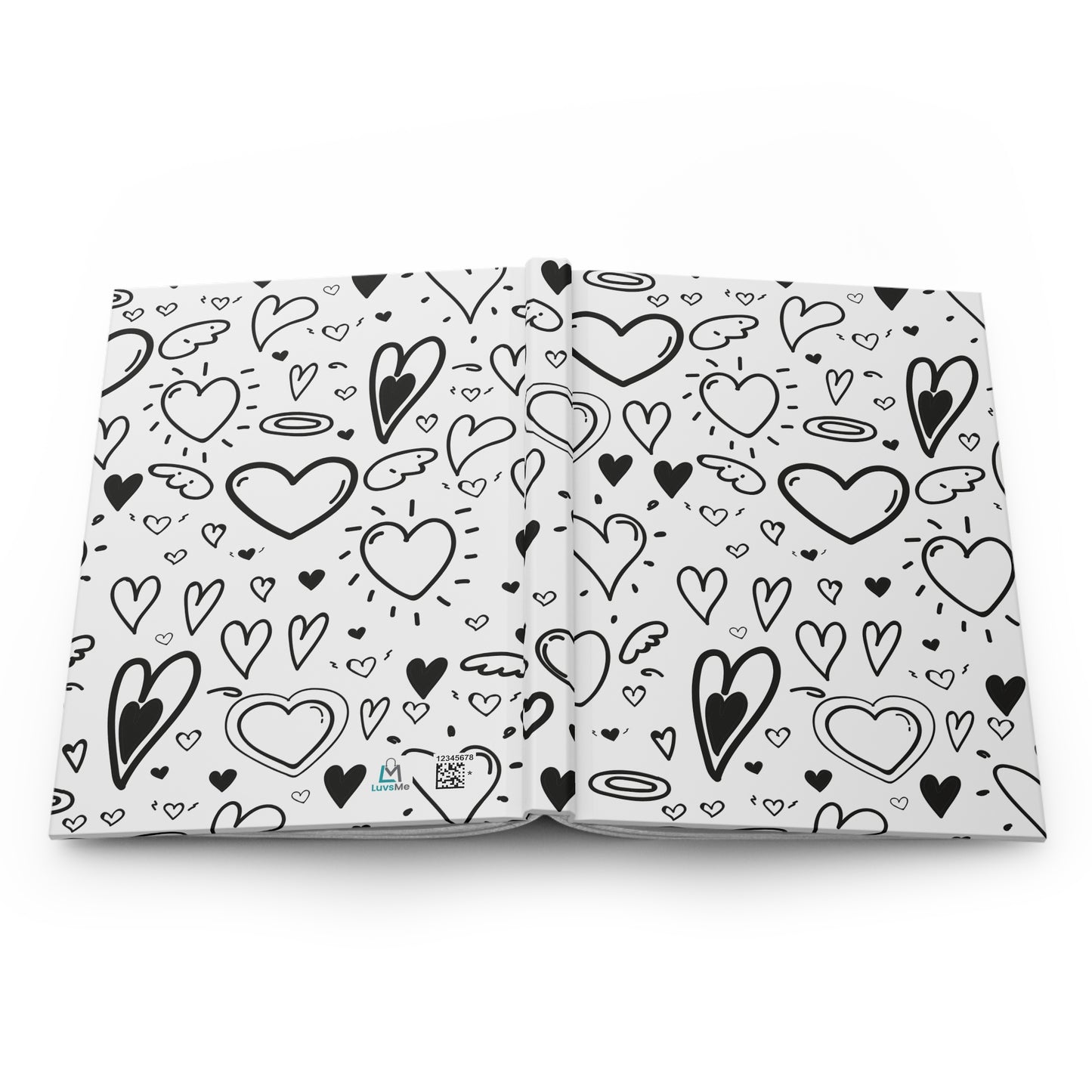 Beautiful Everyday Journaling - Self Love - Black and White Doodles - Hearts - Hardcover Journal Matte