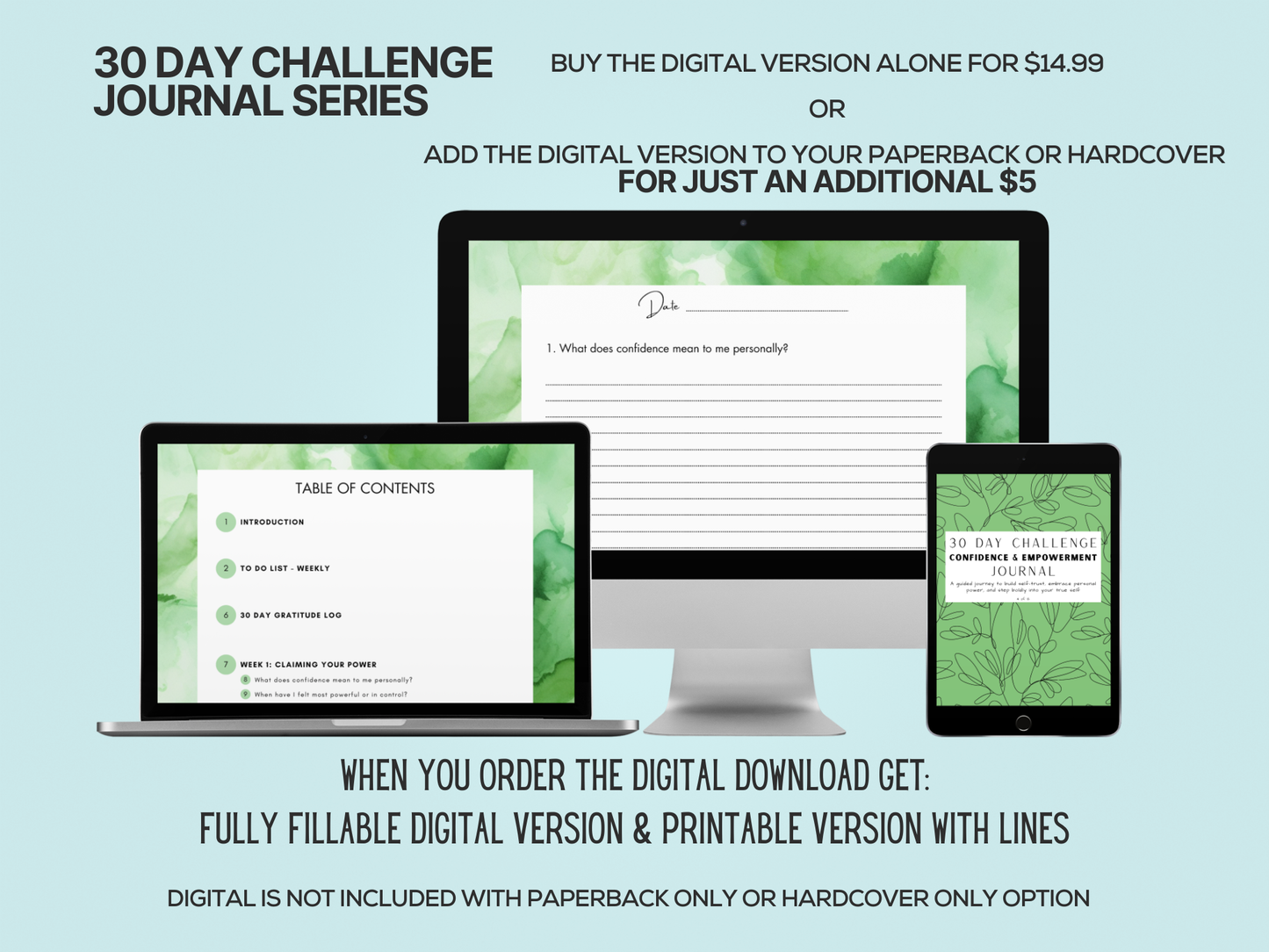 30 Days of Confidence & Empowerment - Single Journal + Digital Bundle