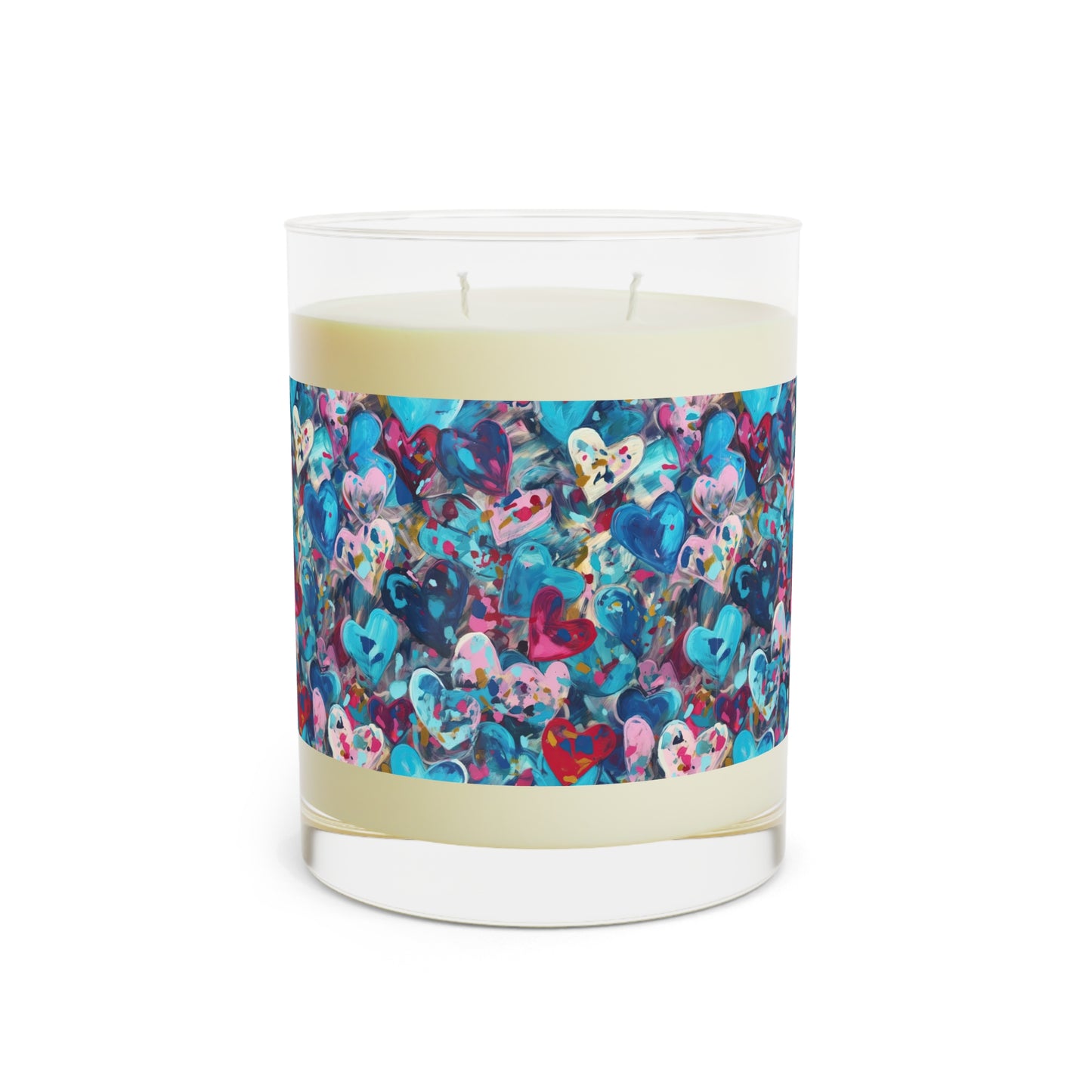 Blue and Purple Painted Hearts - Scented Candle - 11oz