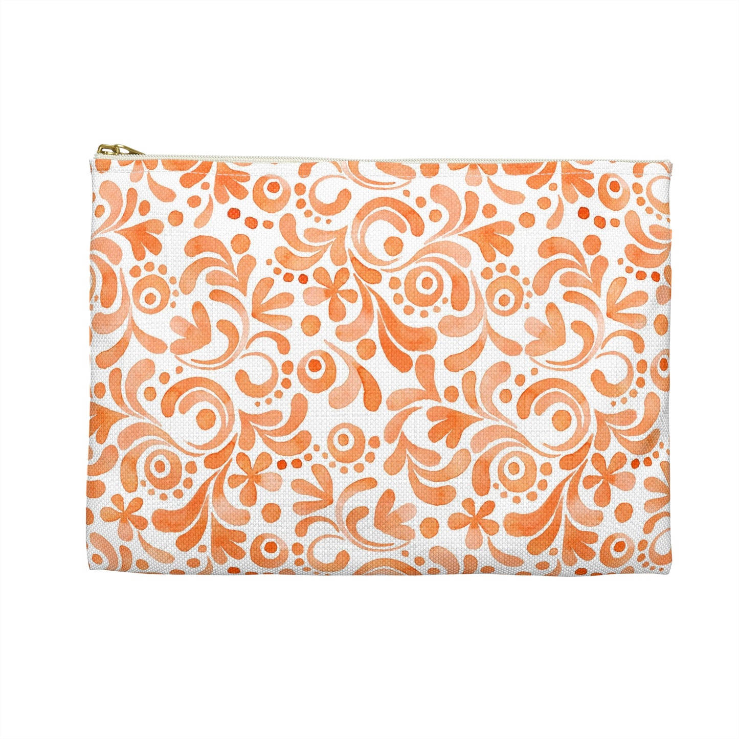 Orange Doodles Swirls - Living the Dream - Inspirational - Accessory Pouch / Makeup Case / Travel Pouch / Pencil case / Art Case