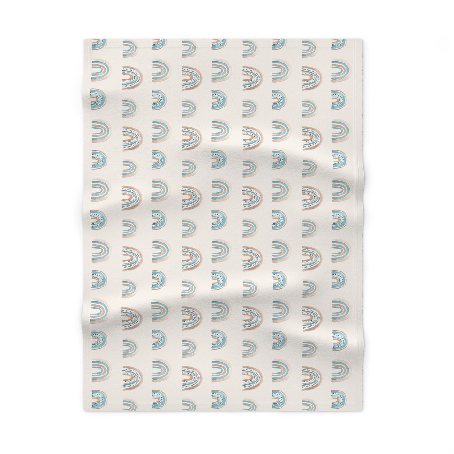 Blue Boho Rainbow Pattern 3 - Soft Fleece Baby Blanket