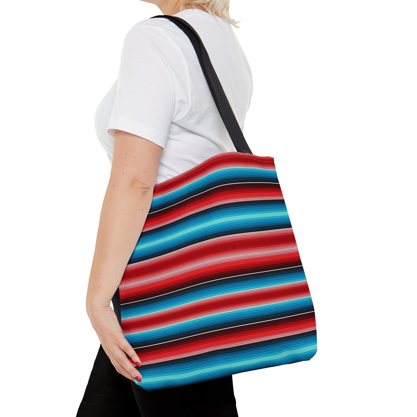 Red and Blue Multicolor Striped 35 - Practical, high-quality Tote Bag