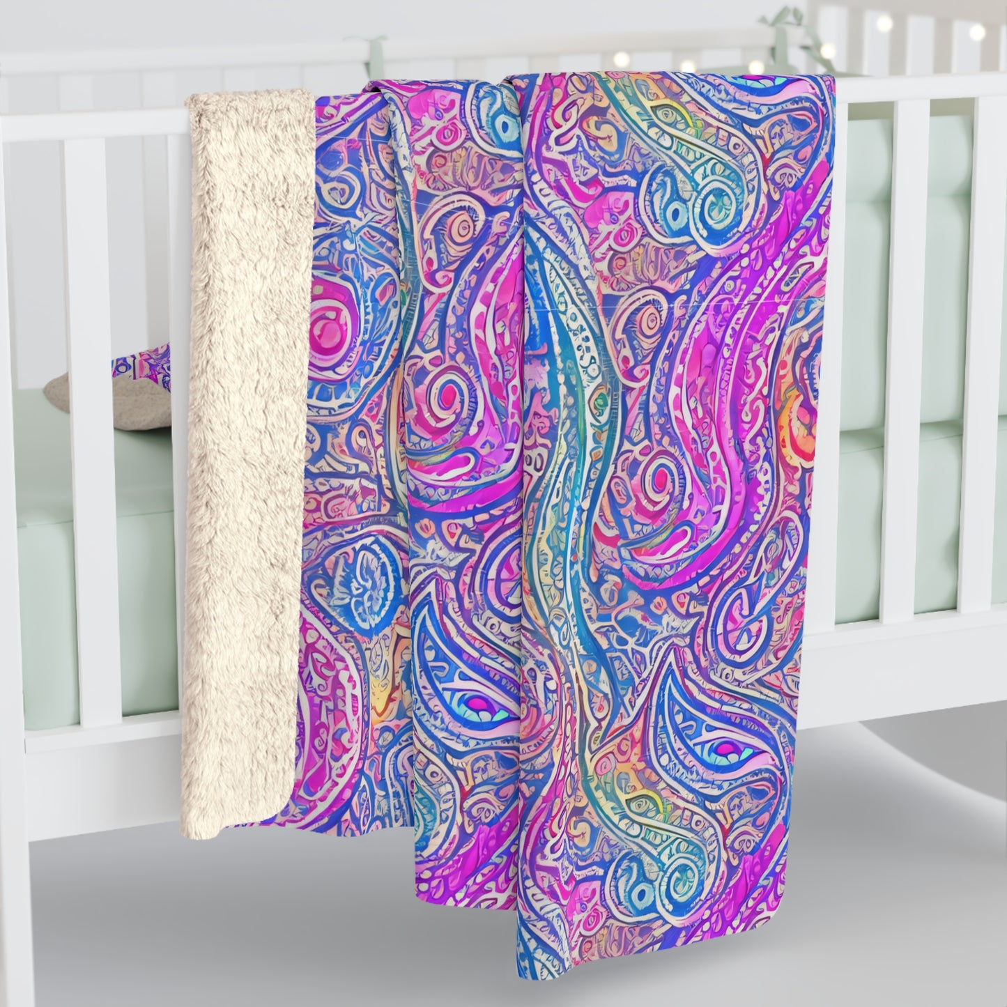 Beautiful, Cozy, Soft - Amazing - Multicolored Watercolor Paisley 1 - Sherpa Fleece Blanket