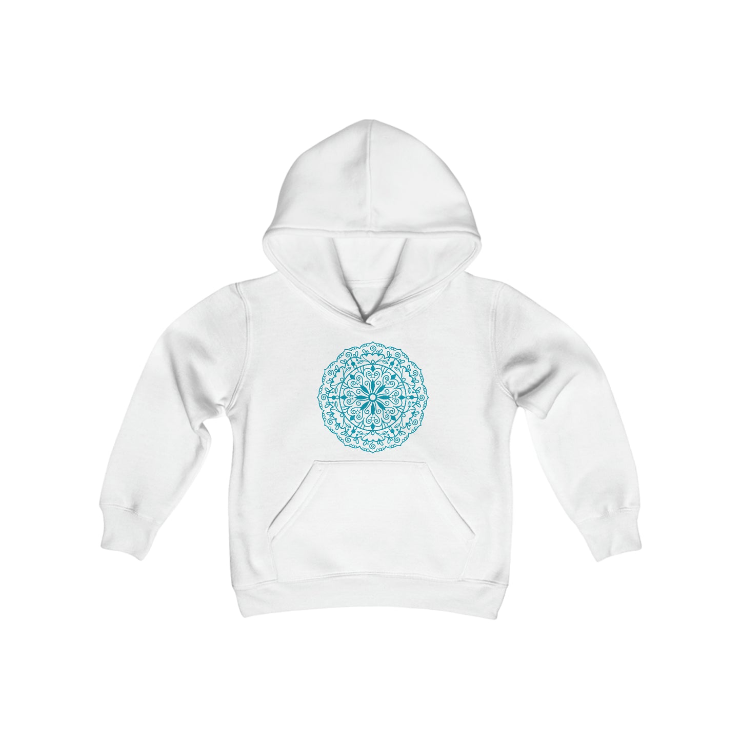 Teal Mandala - Fun Winter - Youth Heavy Blend Hooded Sweatshirt