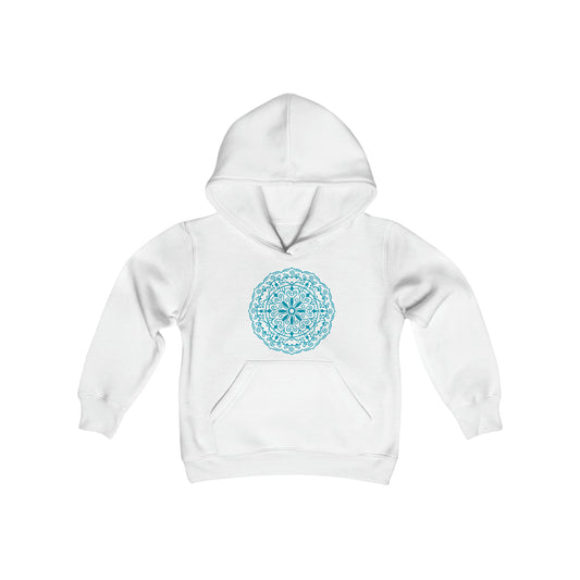 Teal Mandala - Fun Winter - Youth Heavy Blend Hooded Sweatshirt