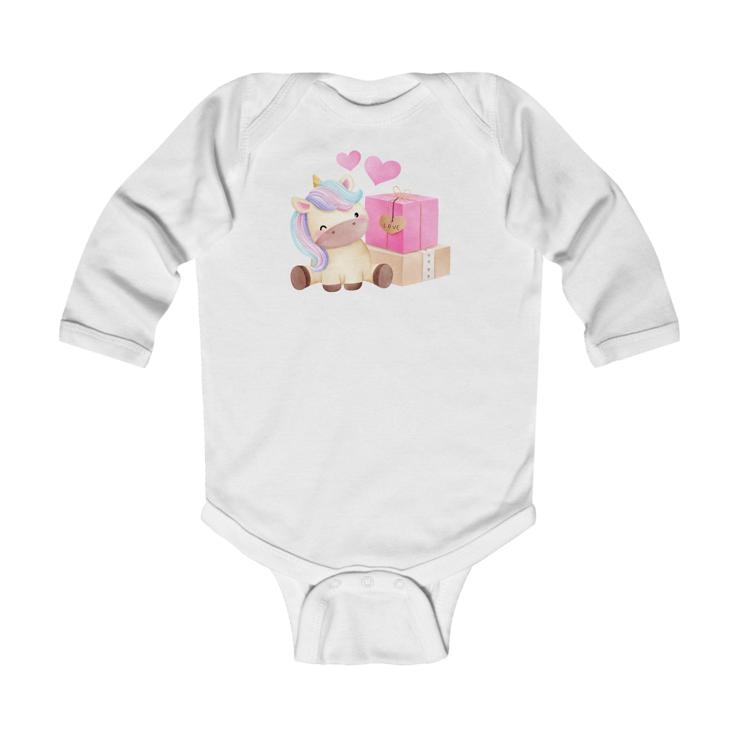 Cutest Unicorn - Hearts - Gifts - Infant Long Sleeve Bodysuit
