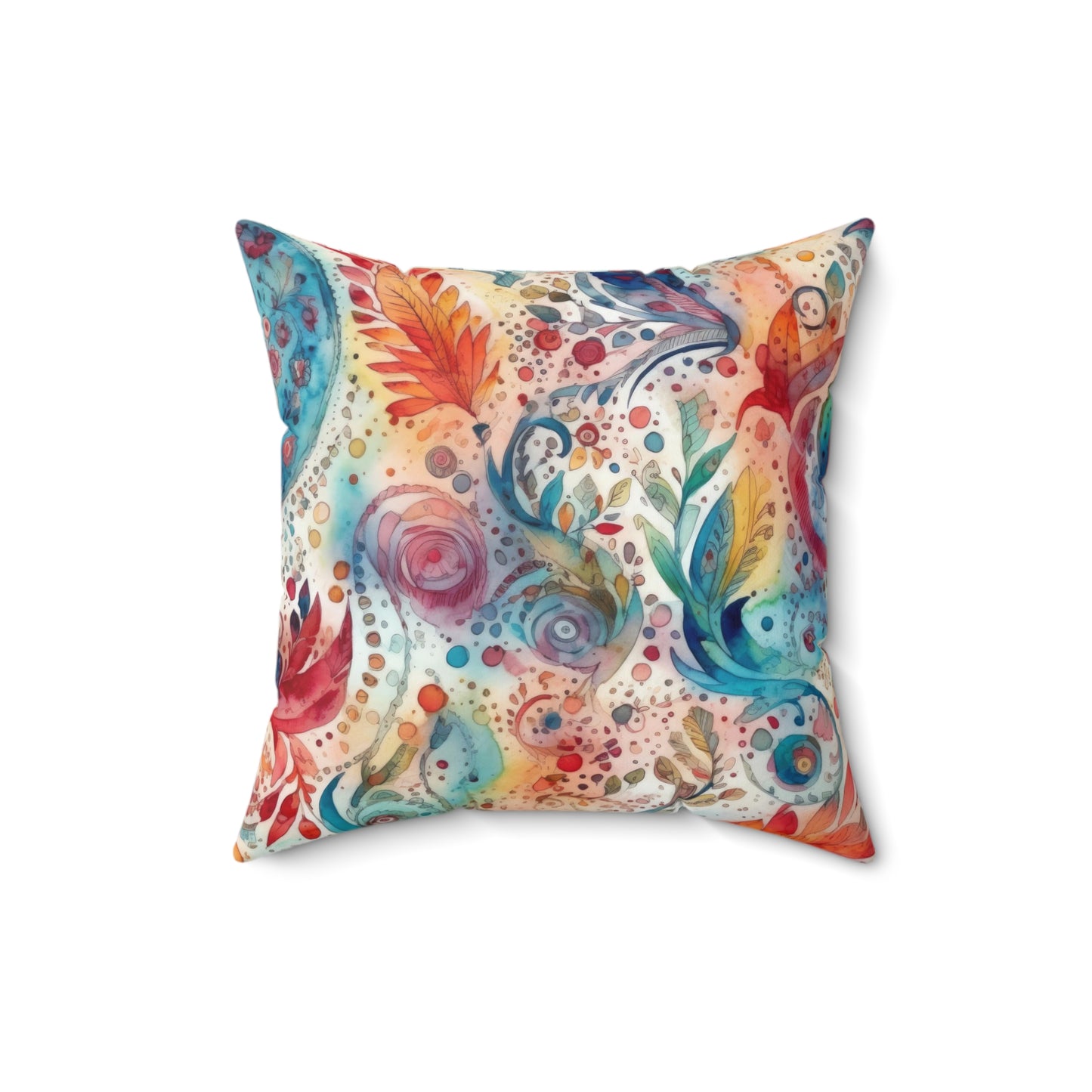 Watercolor Multicolor Paisleys 4 - Beautiful, Shabby Chic, Boho, Fun - Faux Suede Square Pillow