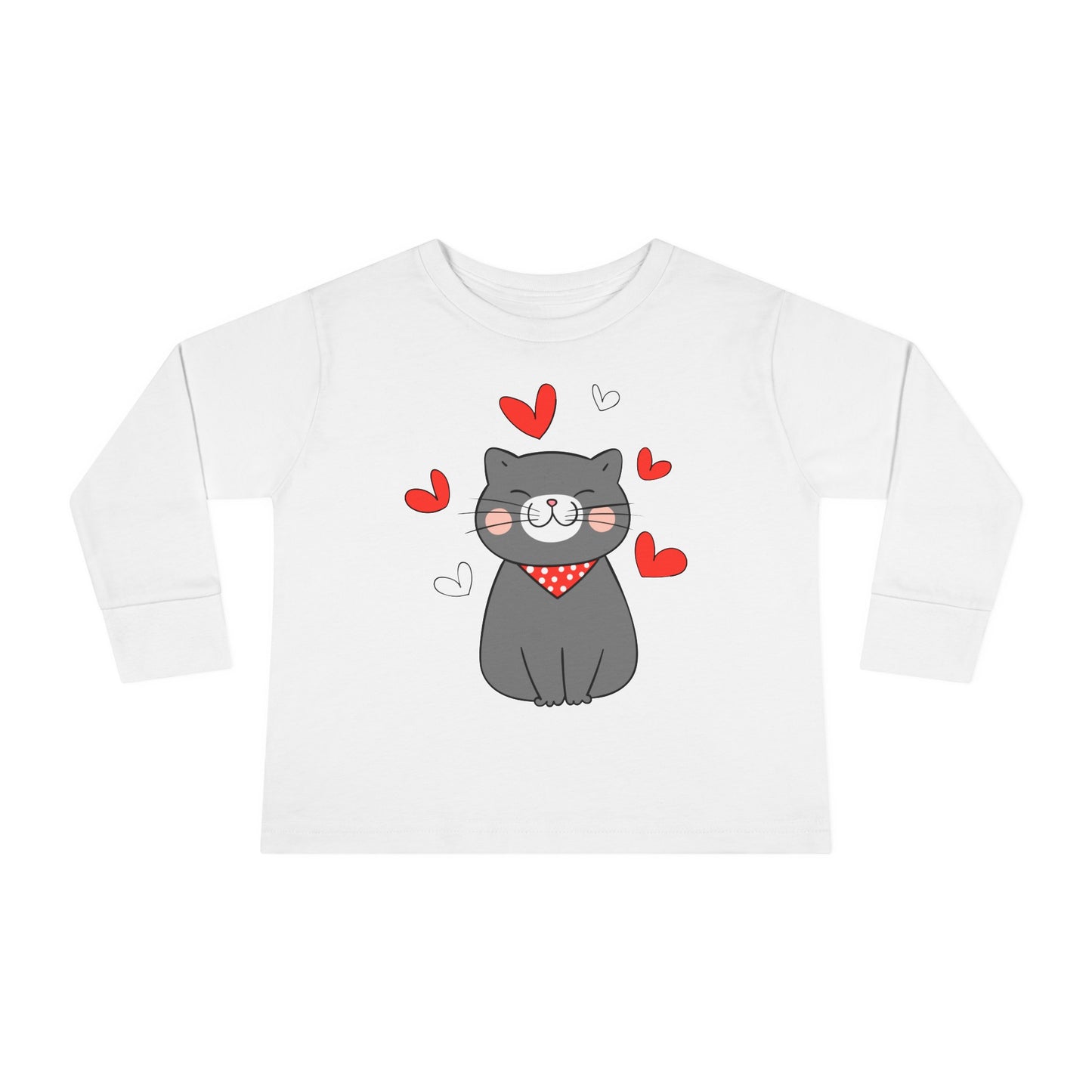 Cute Cat - Hearts 4 - Toddler Long Sleeve Tee