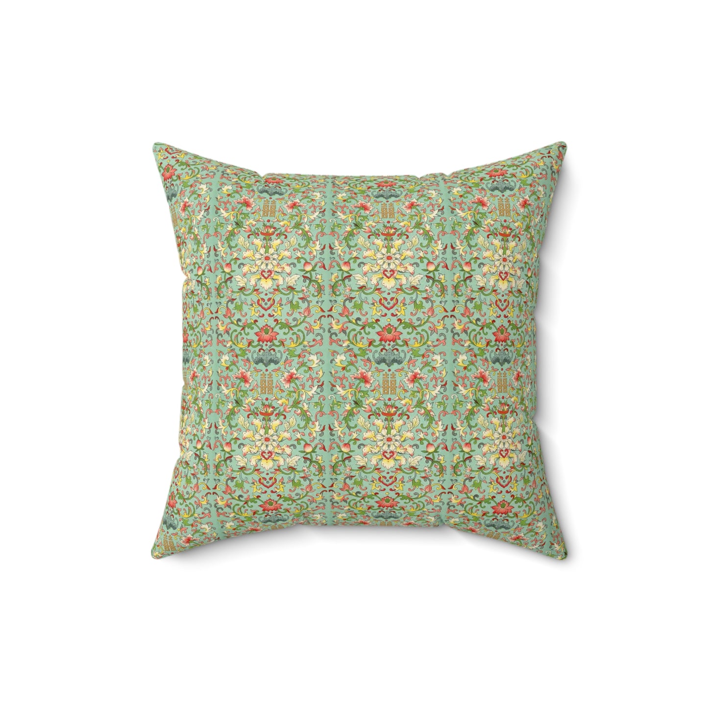 Green Boho Pattern 14 - Faux Suede Square Pillow