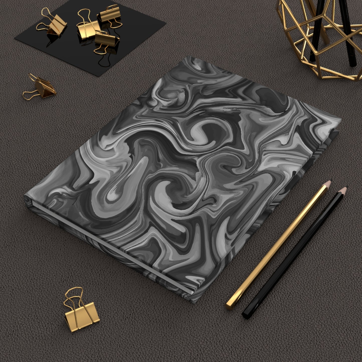 Black Marble - Hardcover Lined Journal Matte