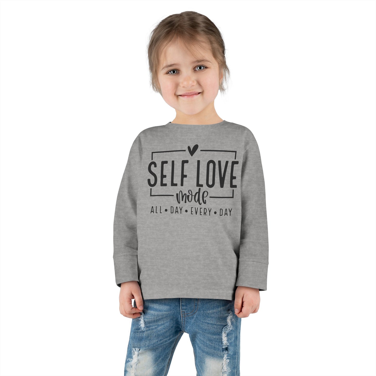 Self Love Mode - All Day Every Day - Heart - Toddler Long Sleeve Tee