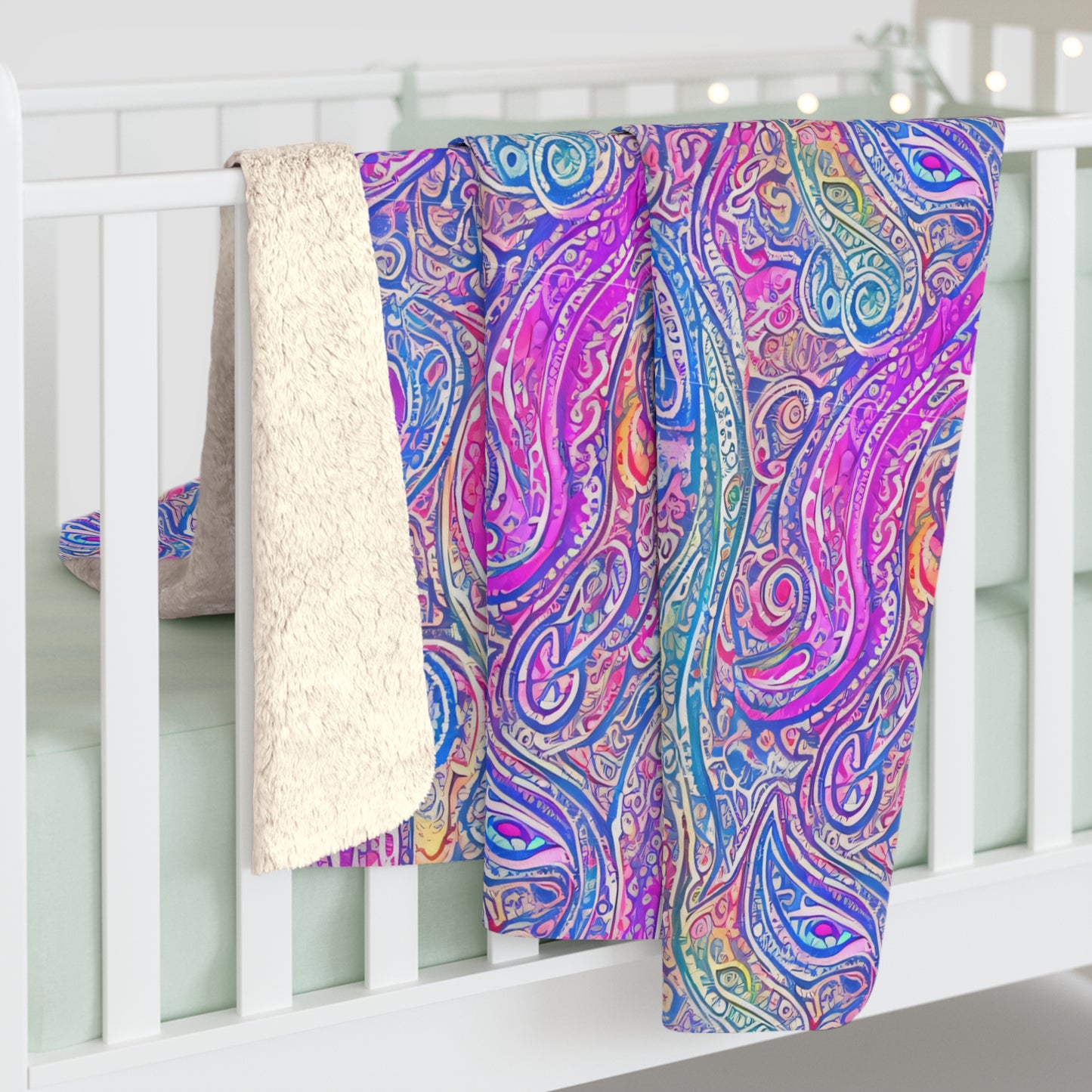 Beautiful, Cozy, Soft - Amazing - Multicolored Watercolor Paisley 1 - Sherpa Fleece Blanket