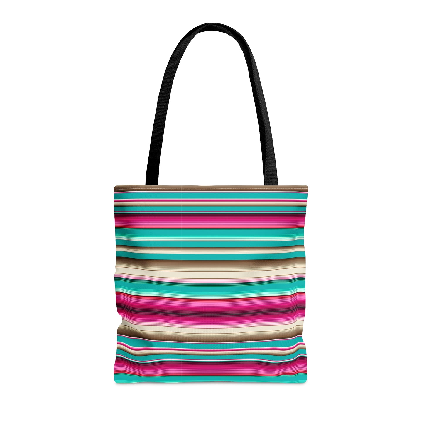 Multicolor Pink and Aqua Striped 36 - Practical, high-quality Tote Bag - Striped