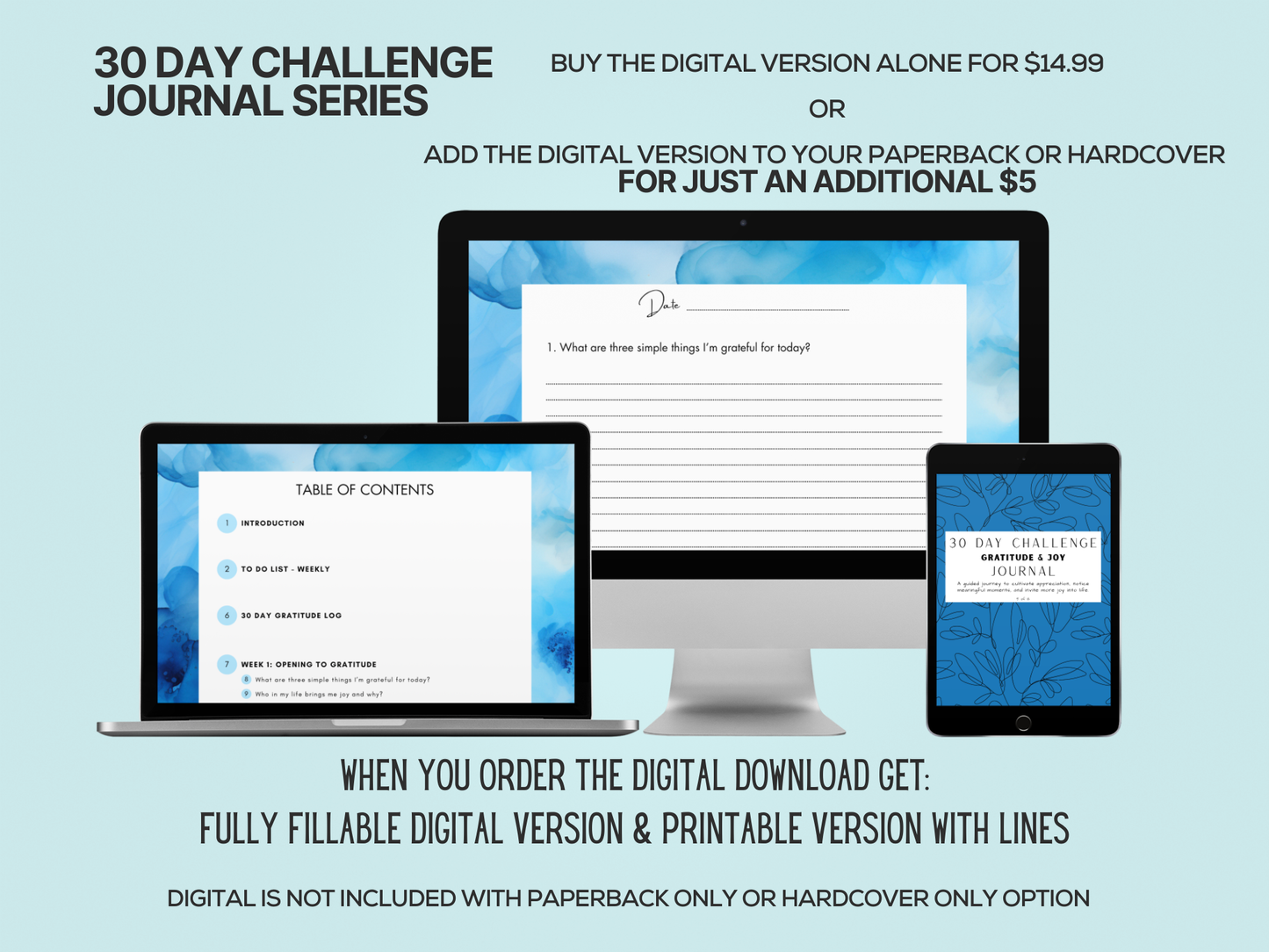 30 Days of Gratitude & Joy - Single Journal + Digital Bundle