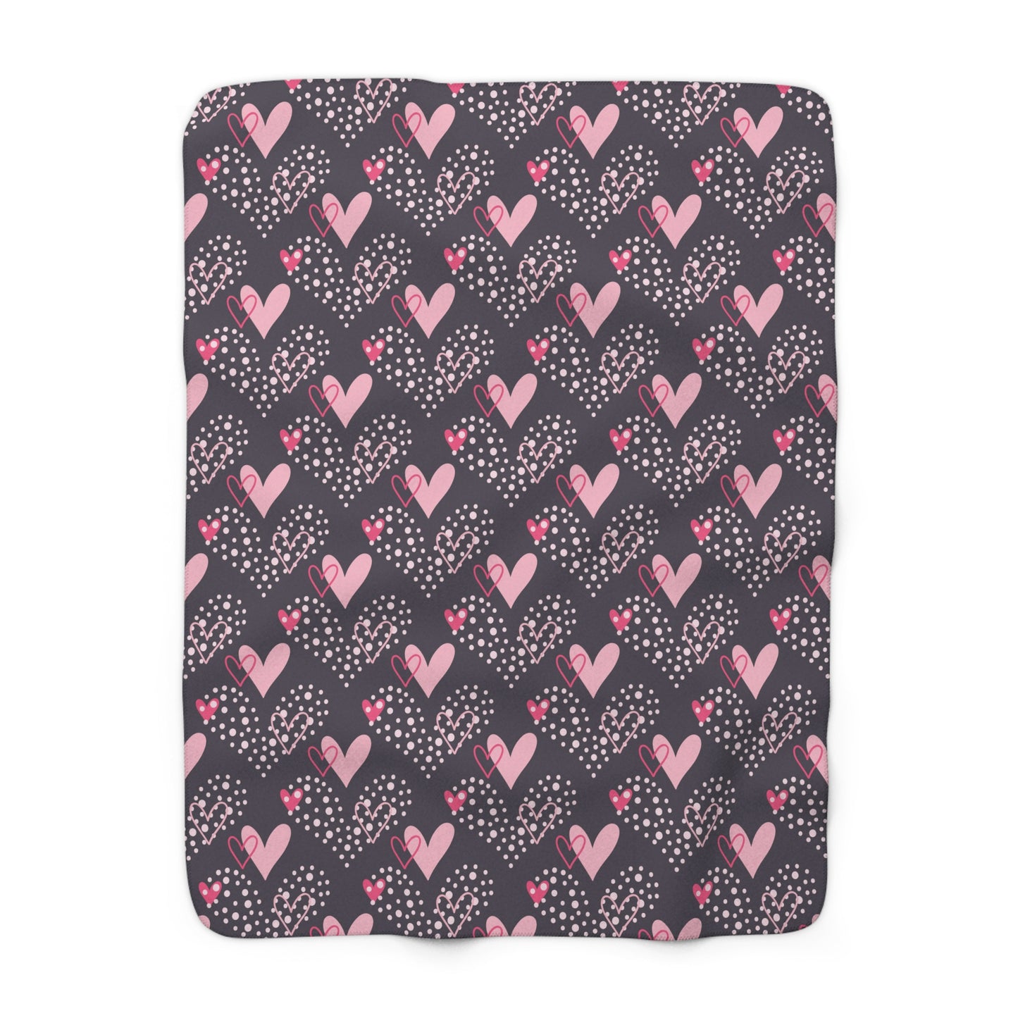Black with Pink Hearts 6 - Beautiful, Shabby Chic, Boho, Fun - Sherpa Fleece Blanket