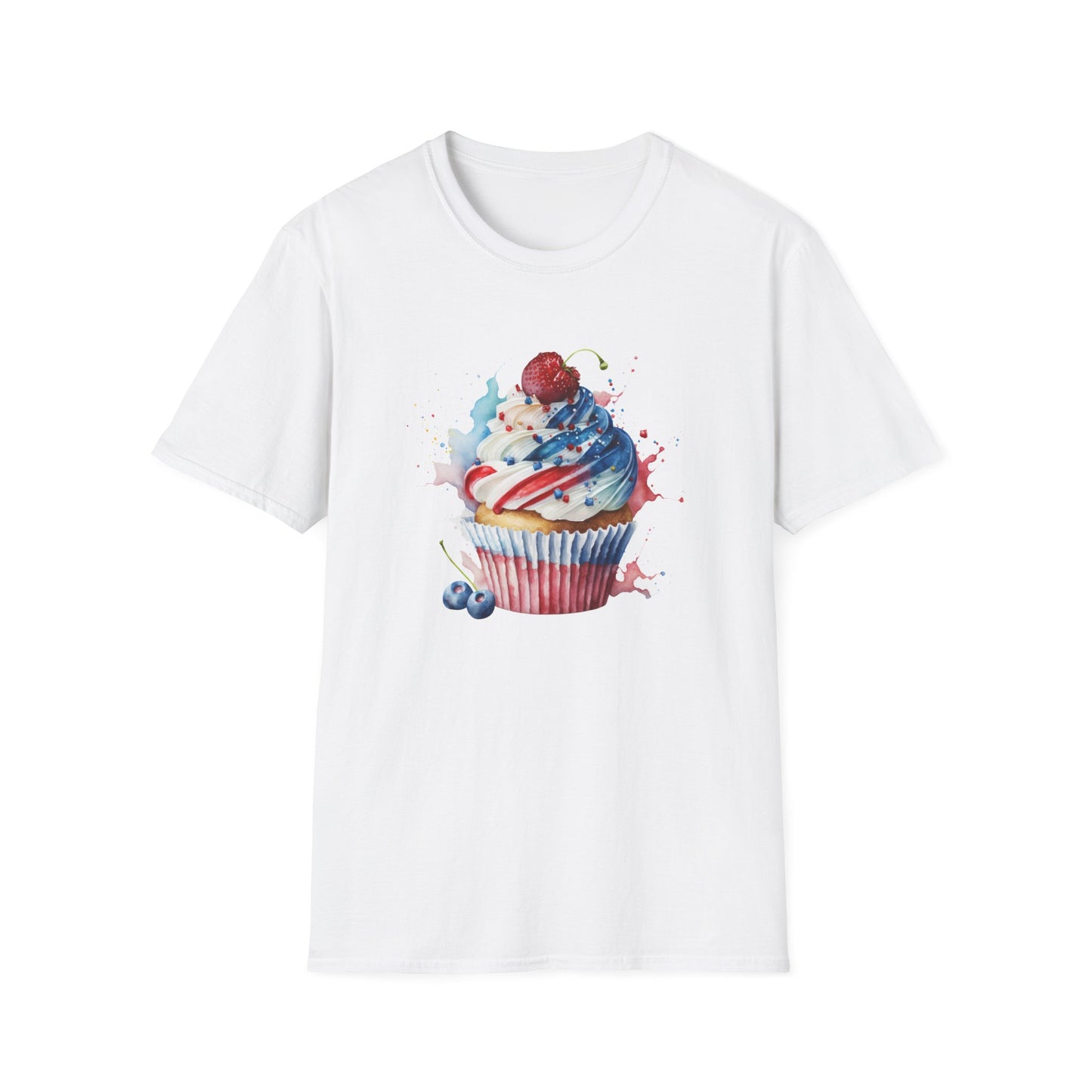 Red, White, and Blue Cupcake - American Flag - 4th of July - Independence Day - Unisex Softstyle T-Shirt