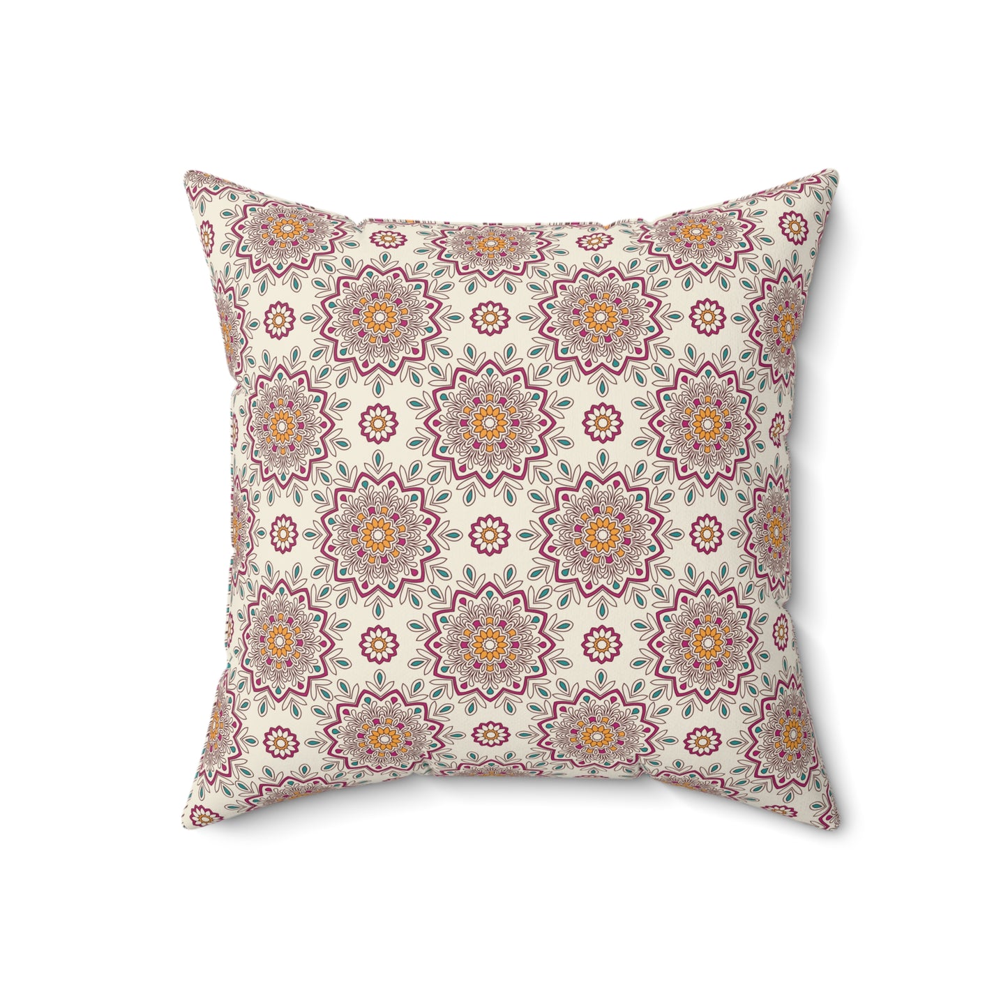 Boho Mandala Pattern 9 - Faux Suede Square Pillow