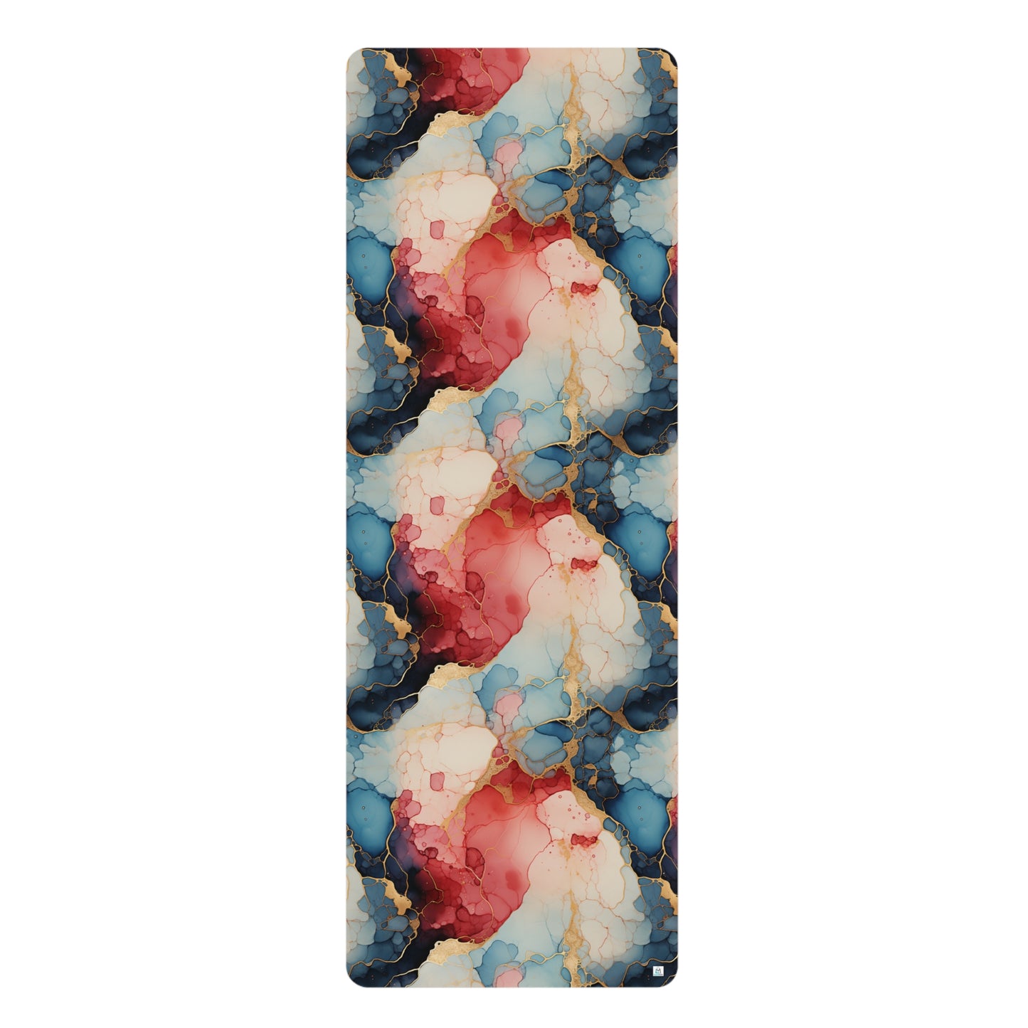 Beautiful Red, White, Blue and Gold Watercolor 21 - Rubber Yoga Mat