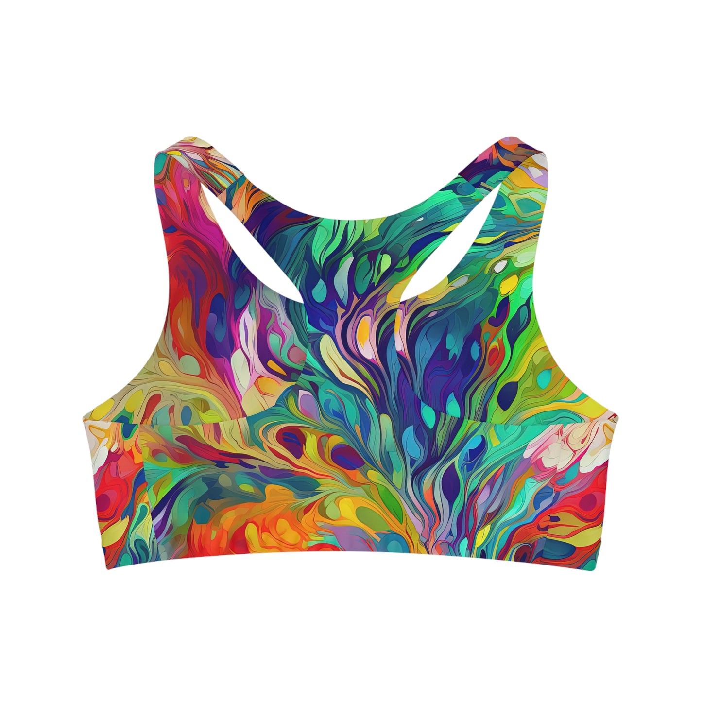 Vibrant Abstract Multicolor - Seamless Sports Bra