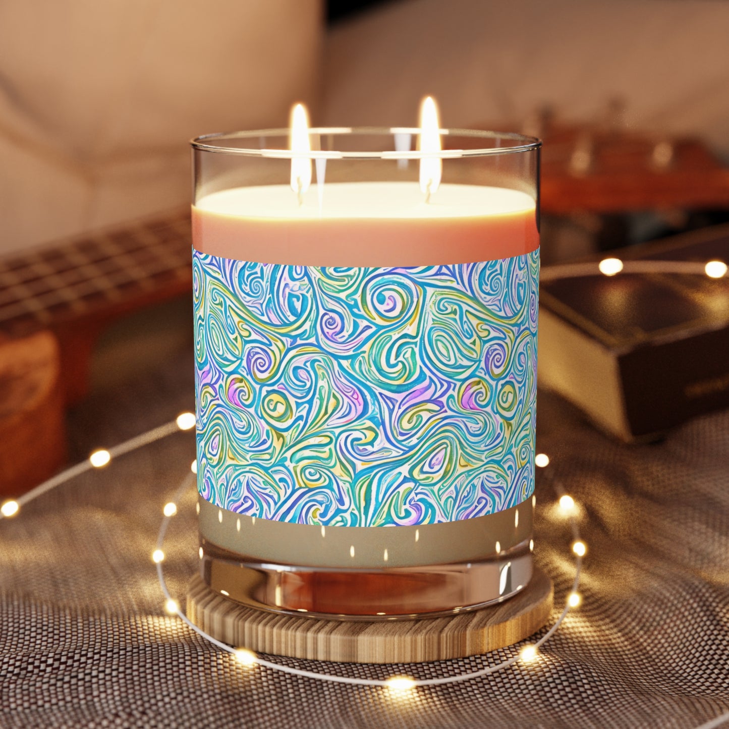 Abstract Swirl - Blue, Yellow, Purple, Green - Scented Candle - 11oz