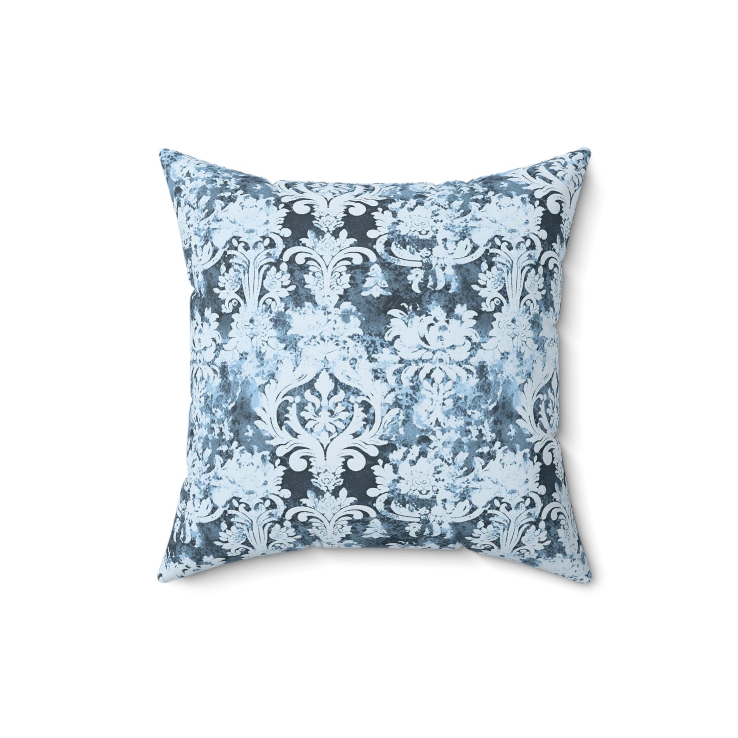 Vintage Blue Damask 67 - Beautiful, Shabby Chic, Boho, Fun - Faux Suede Square Pillow