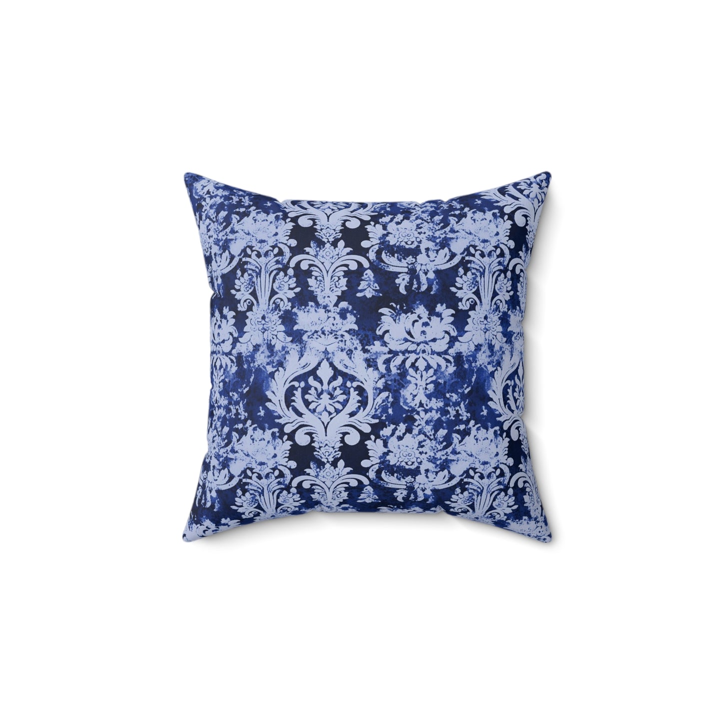 Vintage Blue Damask 63 - Beautiful, Shabby Chic, Boho, Fun - Faux Suede Square Pillow