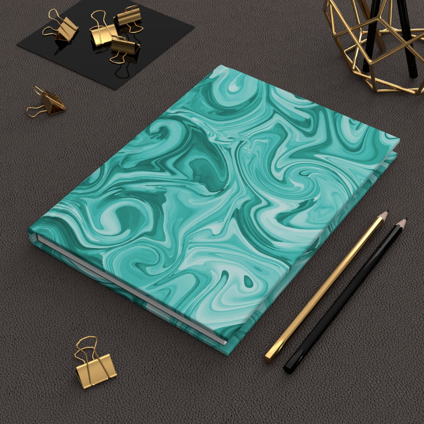 Teal Green Marble - Hardcover Lined Journal Matte