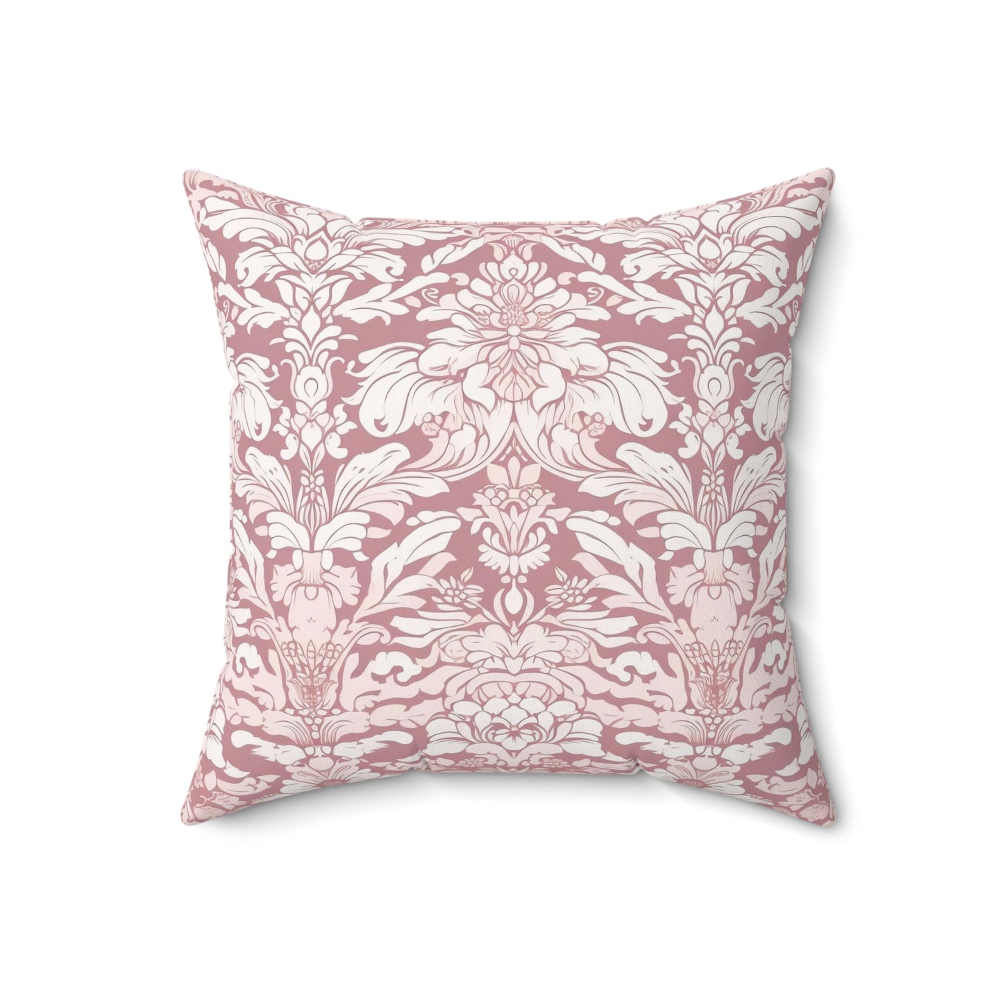 Pink Damask 15 - Beautiful, Shabby Chic, Boho, Fun - Faux Suede Square Pillow