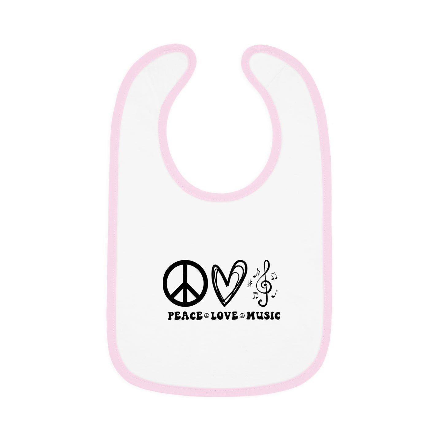Peace, Love, Music - Baby Contrast Trim Jersey Bib