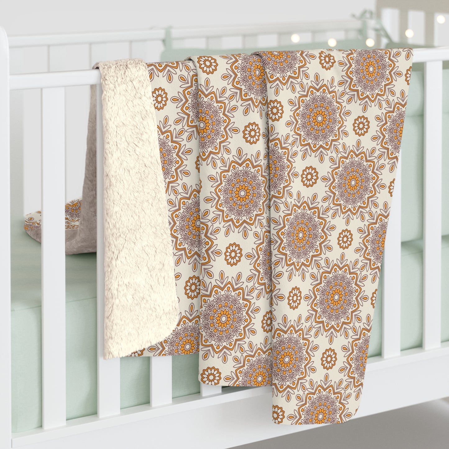 Beautiful, Cozy, Soft - Amazing - Yellow Boho Mandala 15 - Happiness is homemade - Inspirational Quote - Sherpa Fleece Blanket