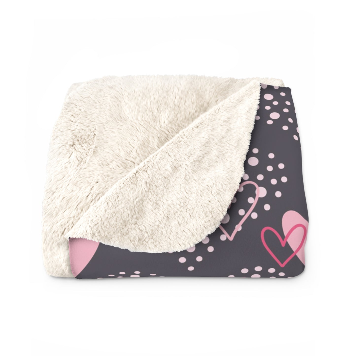 Black with Pink Hearts 6 - Beautiful, Shabby Chic, Boho, Fun - Sherpa Fleece Blanket