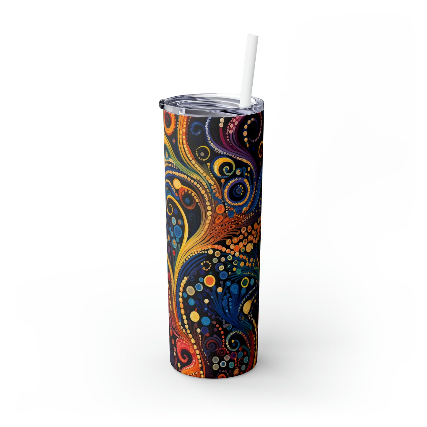 Colorful Psychedelic Swirls 1.12 - Skinny Tumbler with Straw, 20oz - Stainless Steel