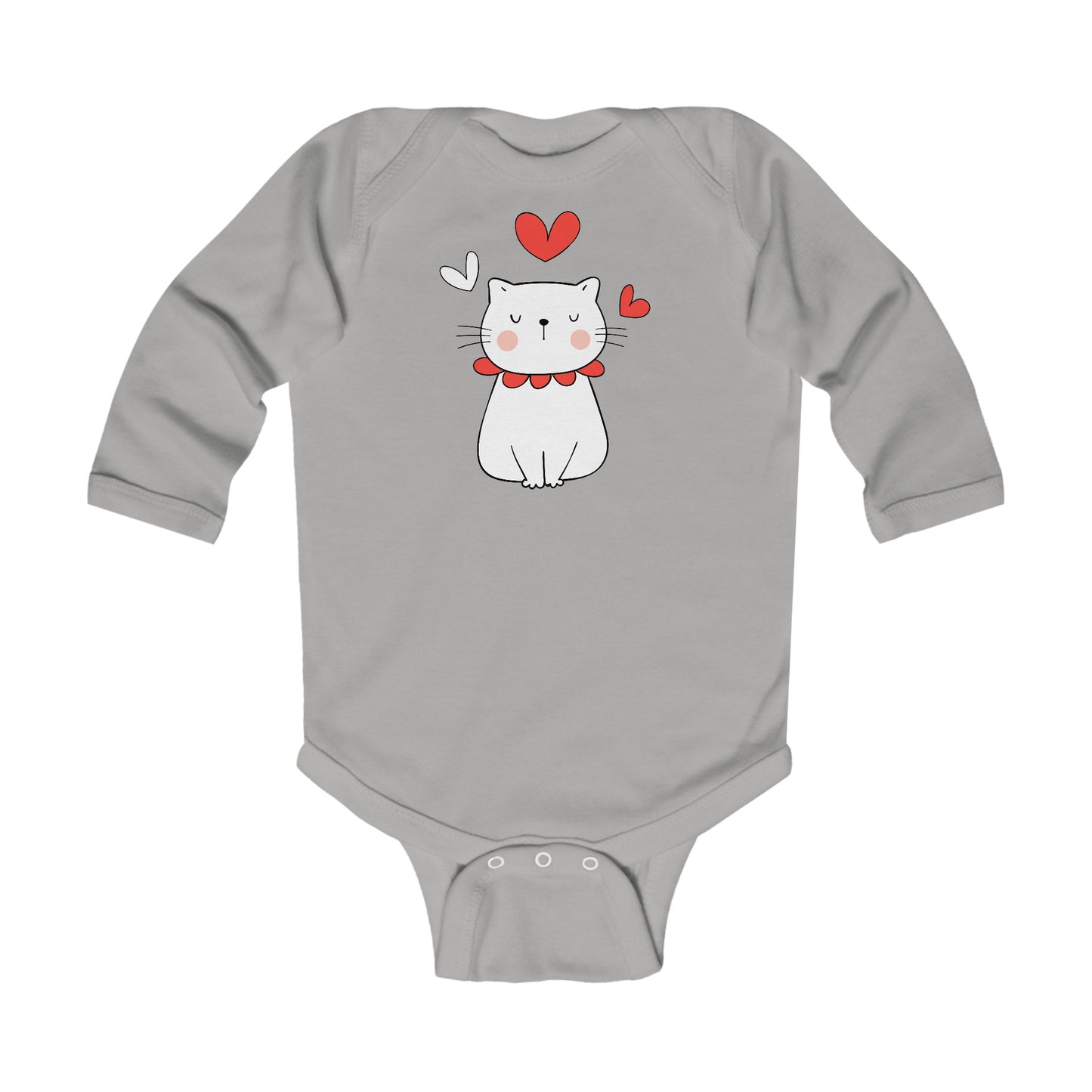 Cute Cat - Hearts 5 - Infant Long Sleeve Bodysuit