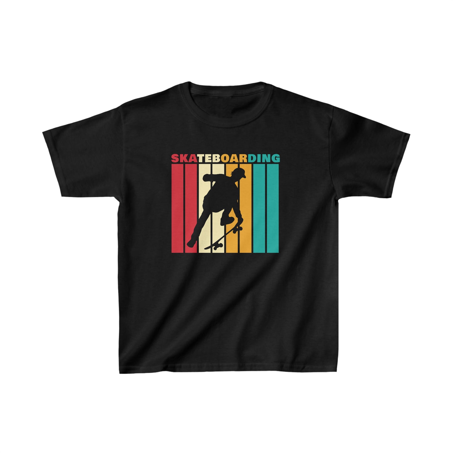 Skateboarder Silhouette - Retro - Kids Heavy Cotton Tee
