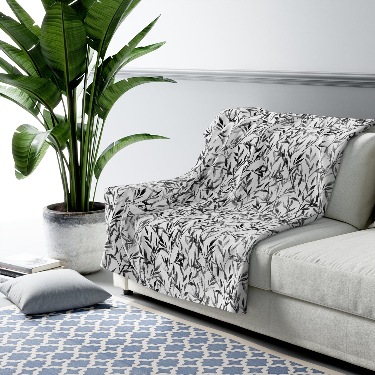 Black Watercolor 3 - Sherpa Fleece Blanket