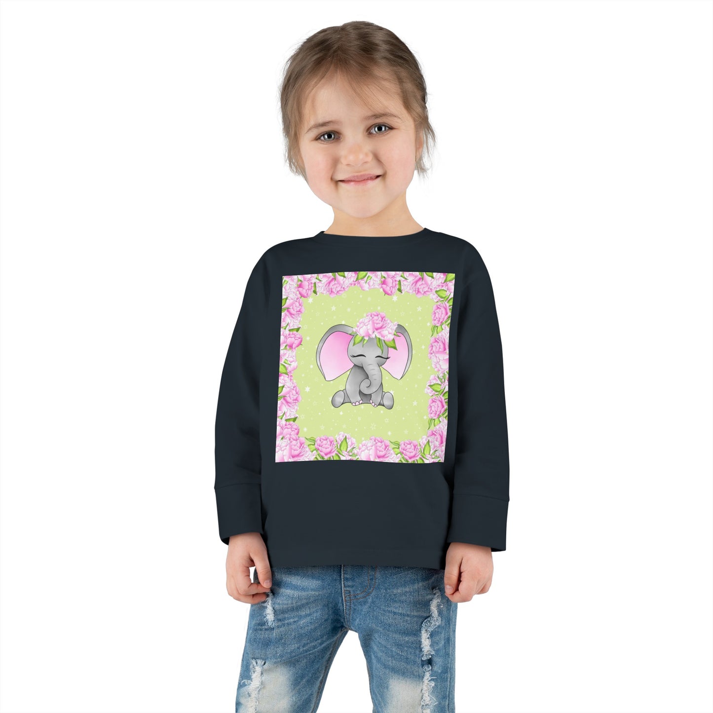 Pink Elephant - Toddler Long Sleeve Tee