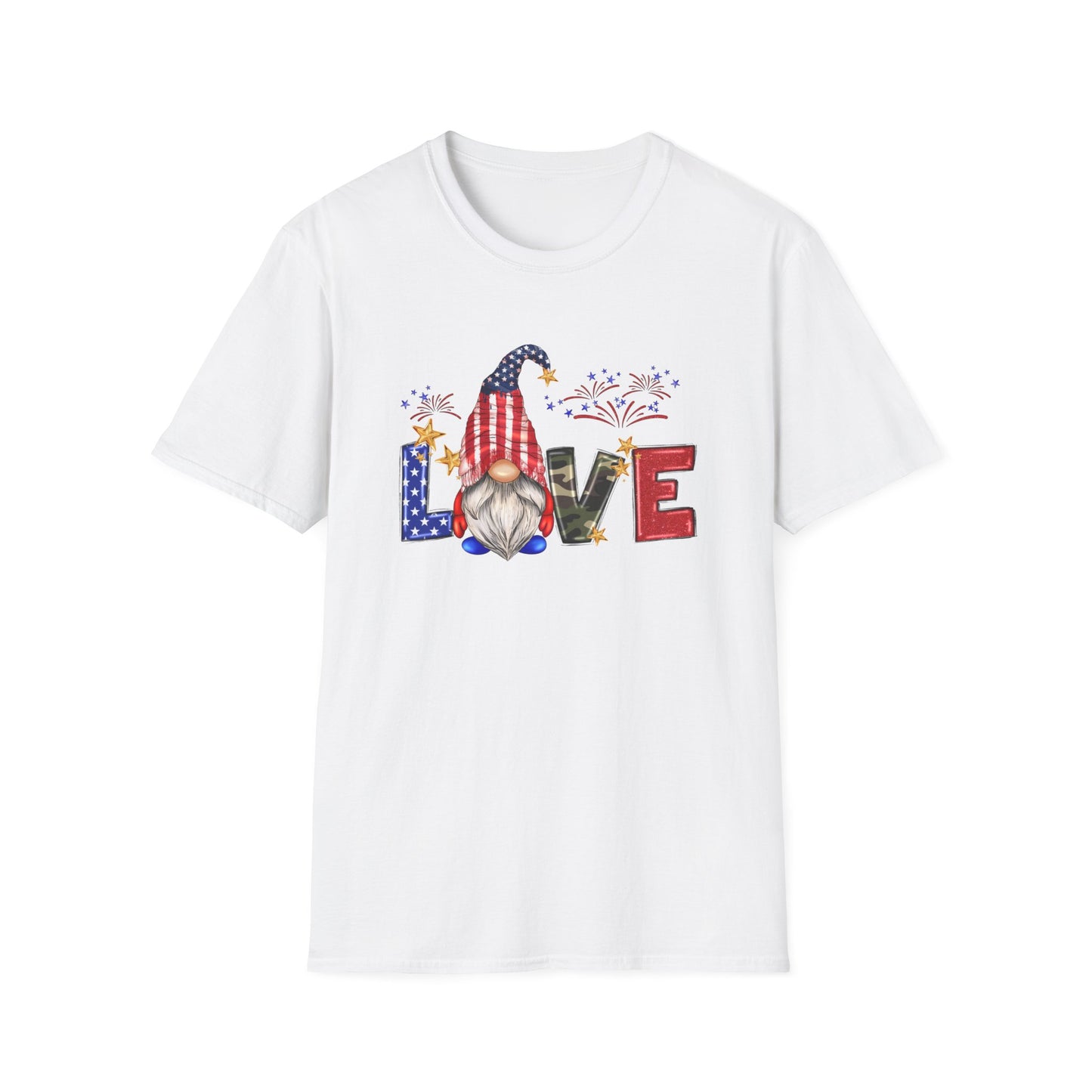 LOVE Gnomes - 4th of July - Independence Day - Unisex Softstyle T-Shirt