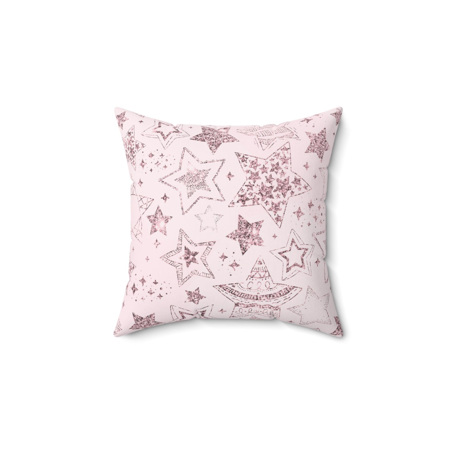 Cute Pink Sparkle Stars 34 - Faux Suede Square Pillow