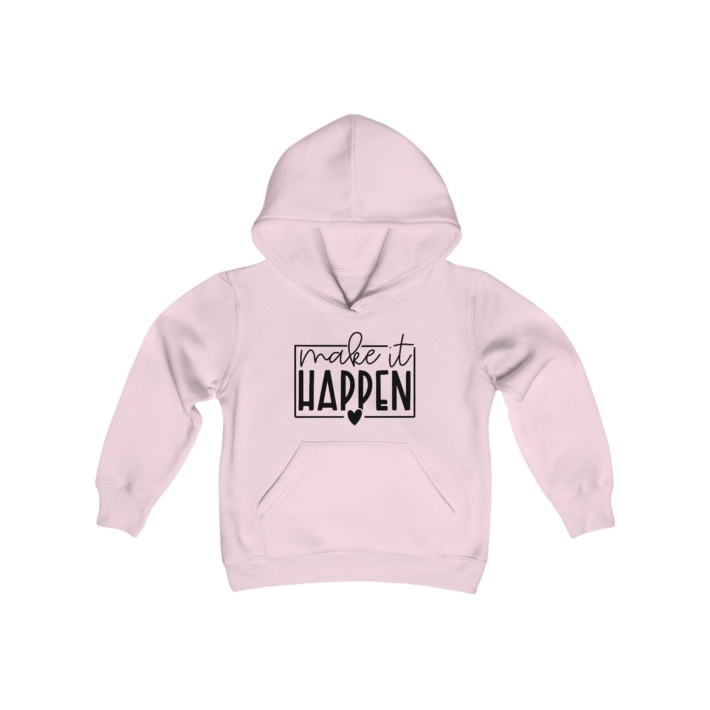 Make it Happen - Box with Heart - Believe in Yourself - Self Love - Self Acceptance - Inspire - Youth Heavy Blend Hooded Sweatshirt