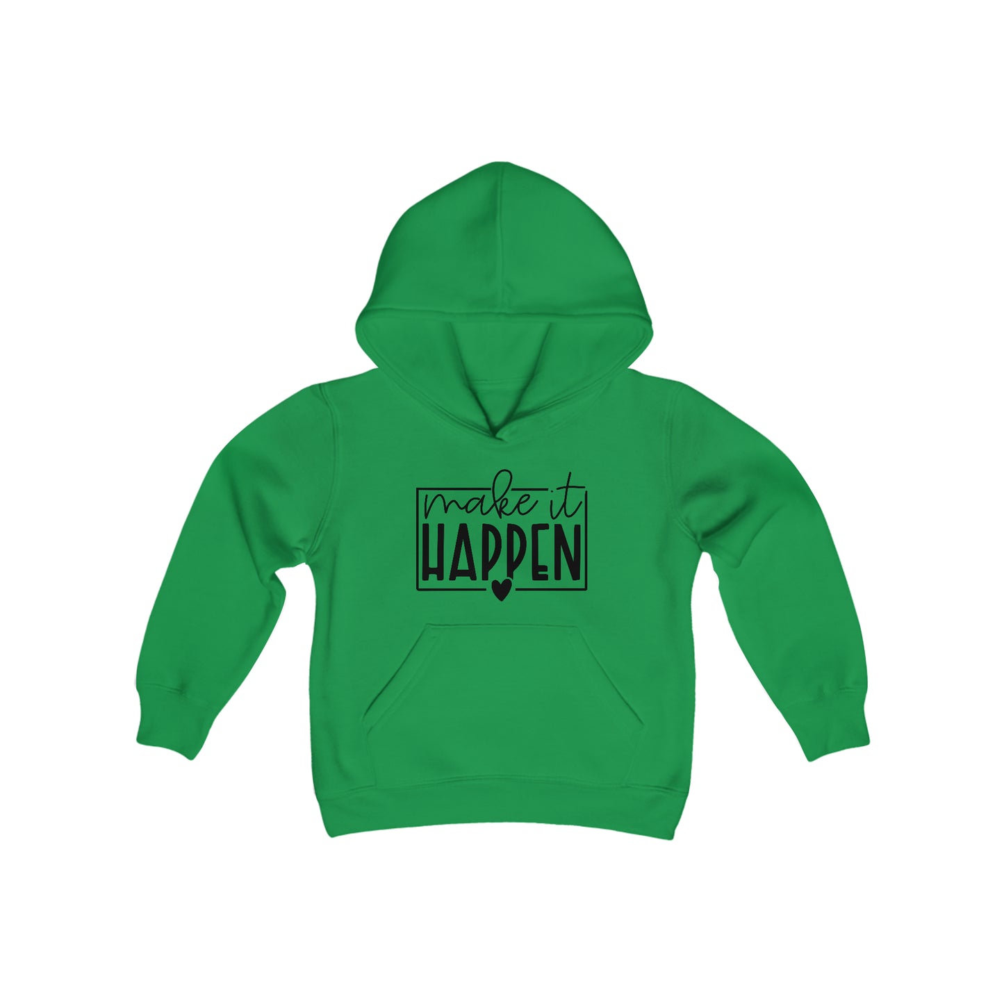 Make it Happen - Box with Heart - Believe in Yourself - Self Love - Self Acceptance - Inspire - Youth Heavy Blend Hooded Sweatshirt