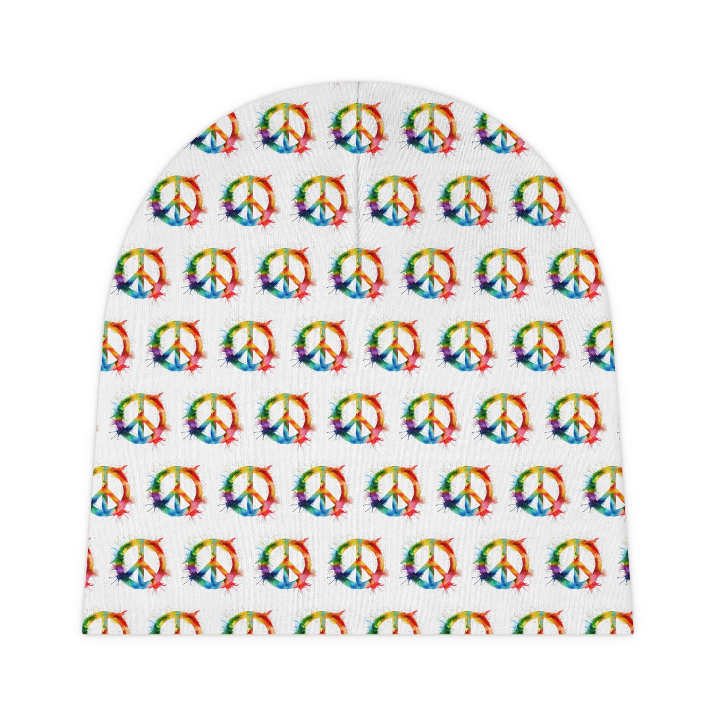 Rainbow Splatter Paint Peace Sign - Super Cute - Baby Beanie