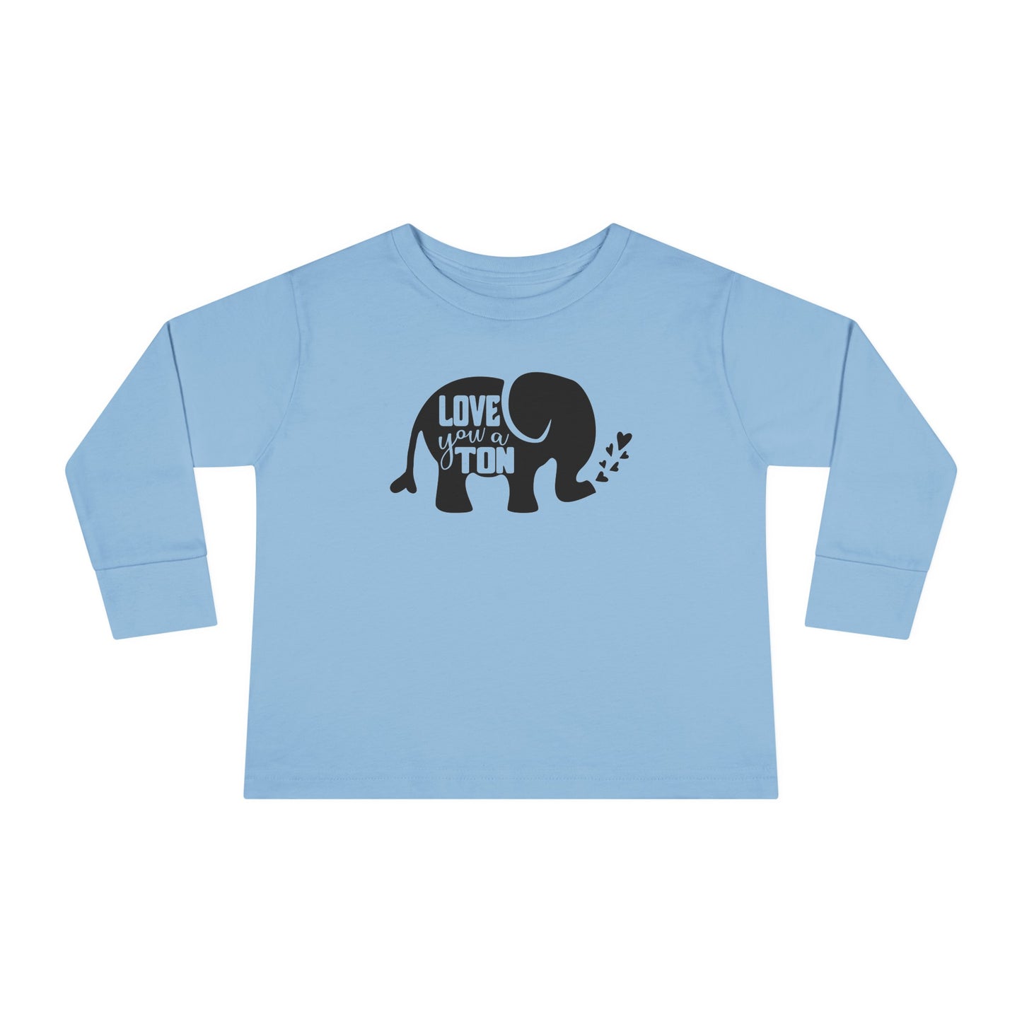 Love You a Ton - Cute Elephant - Hearts - Toddler Long Sleeve Tee