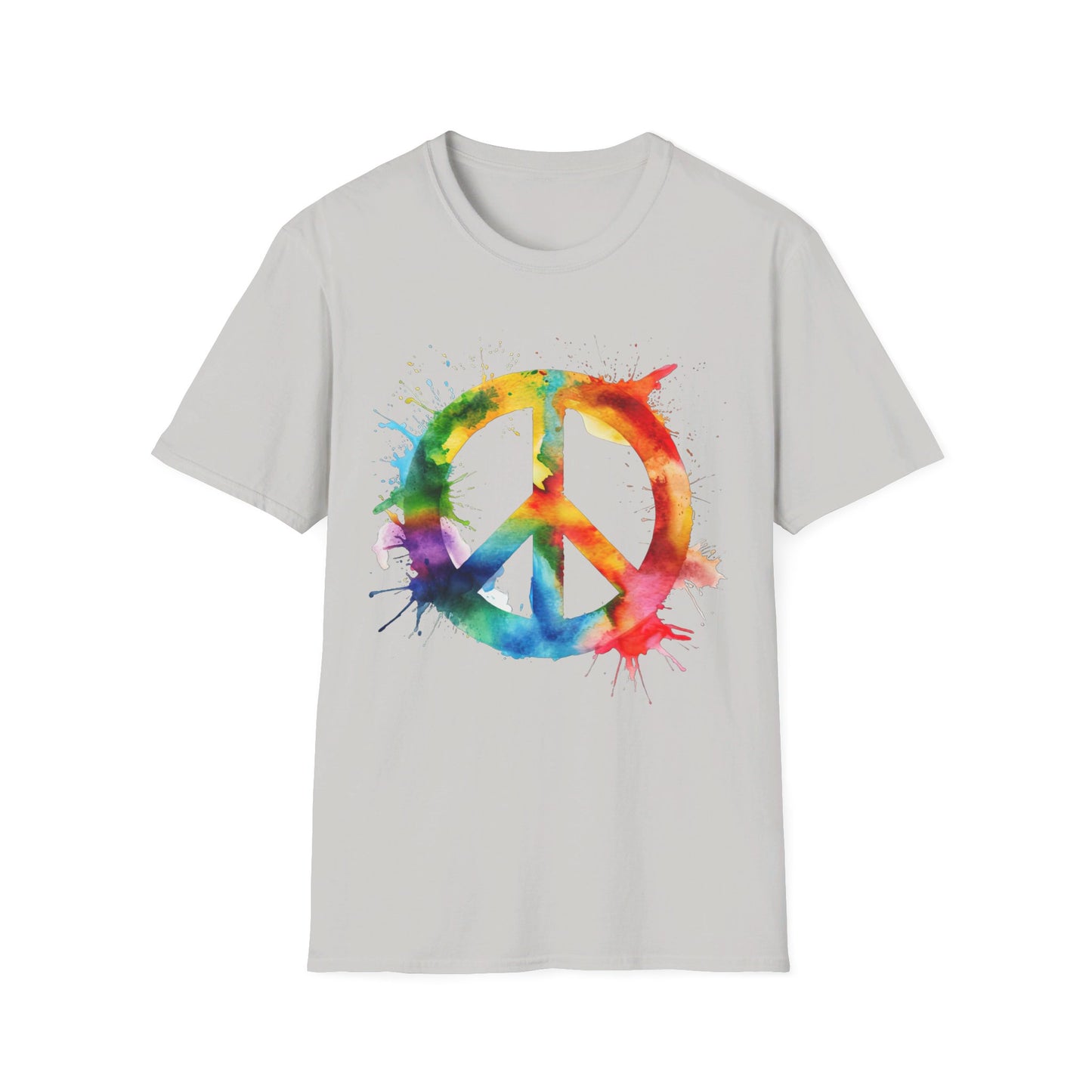 Rainbow Paint Splatter Peace Sign - LGBT - Pride - Unisex Softstyle T-Shirt