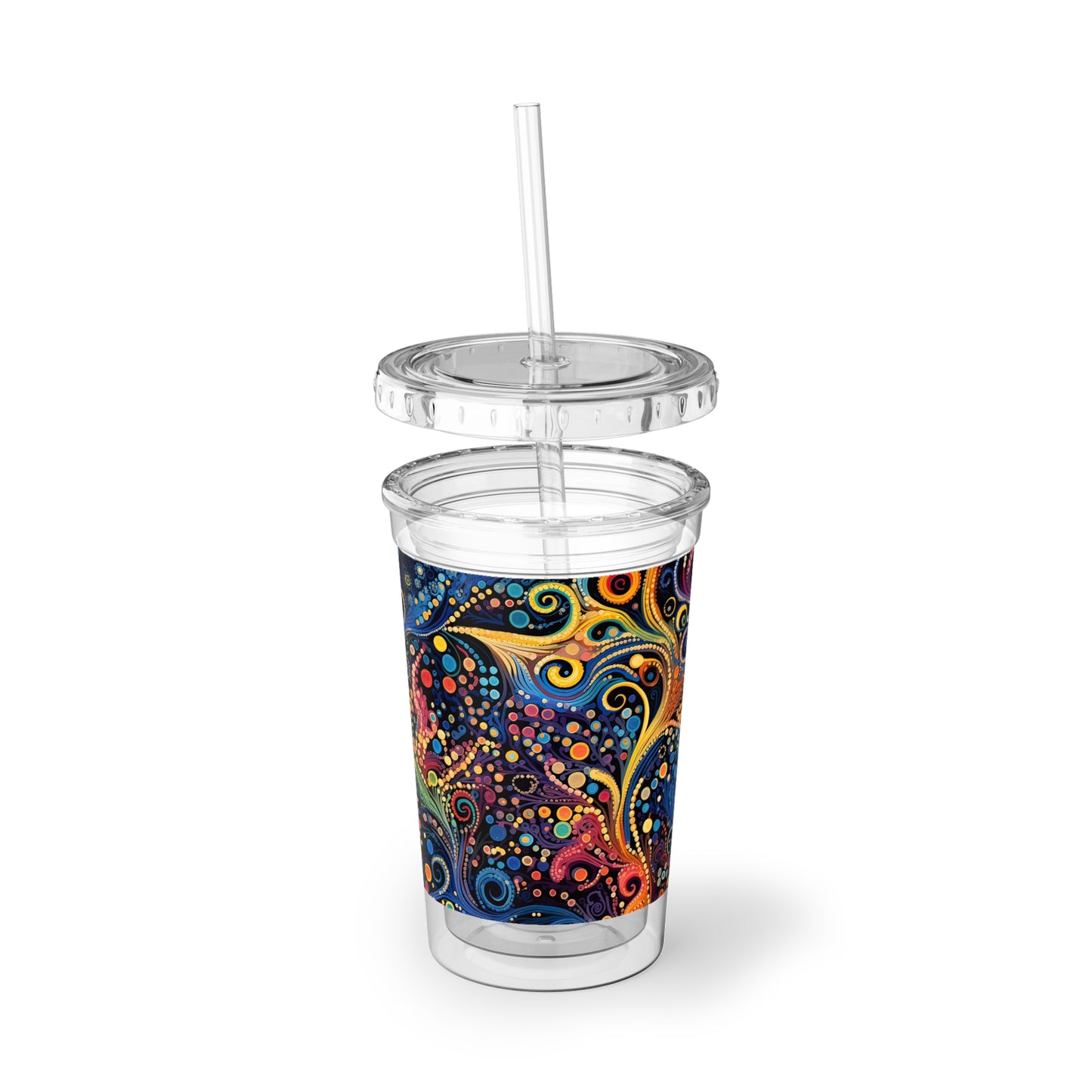 Colorful Psychedelic Swirls 1.12 - Multicolor - Clear - Suave Acrylic Cup - 16oz