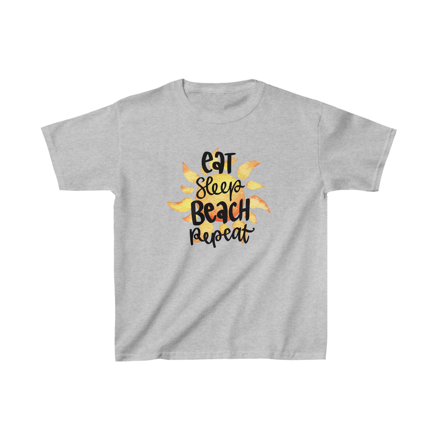 Eat, Sleep, Beach, Repeat - Watercolor Sun - Kids Heavy Cotton Tee